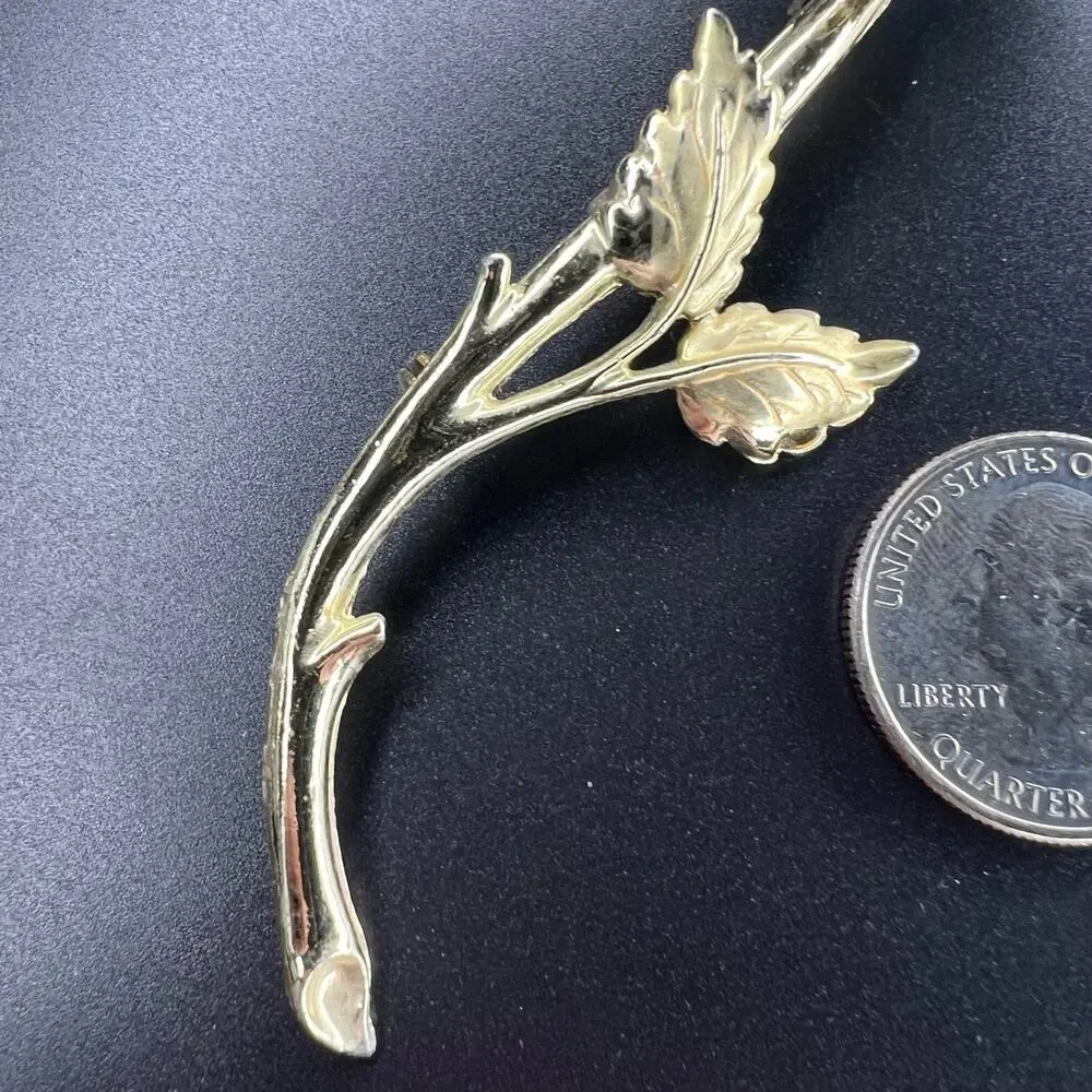 Vintage Large Statement Brooch Gold Tone AB Rindstones Flower Rose 3.75”